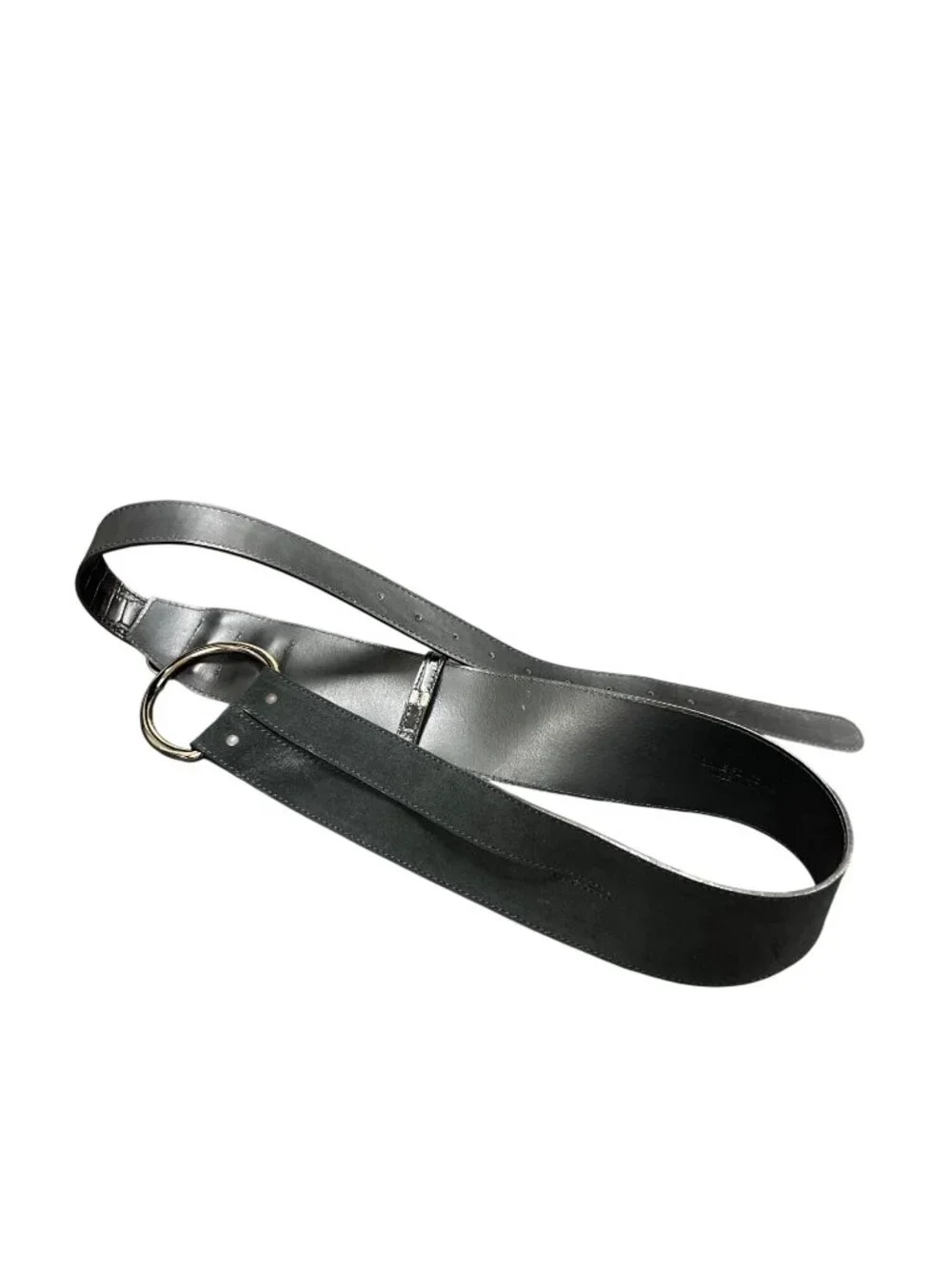 Anne Fontaine Italian made womens black leather cinch waist belt SKU 10-725